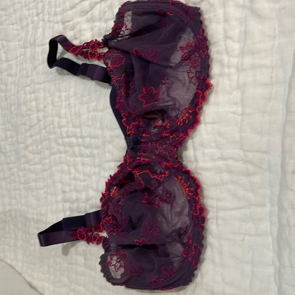 Beautiful Prima Donna purple bra with unexpected fuchsia and orange details